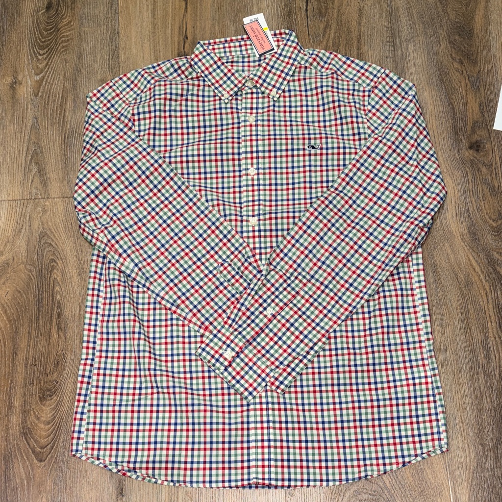 Nwt Men’s Vineyard Vines Performance Nylon Tattersall Shirt